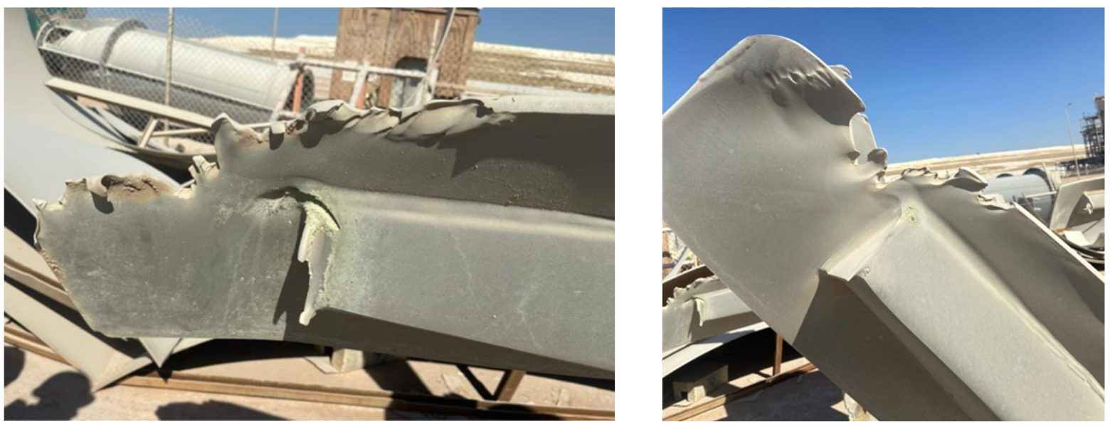 Example of agitator damage caused by excessive vibration