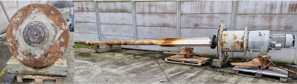 Industrial agitator with its propellers – Before expertise, sandblasting, and painting by Milton Roy Mixing