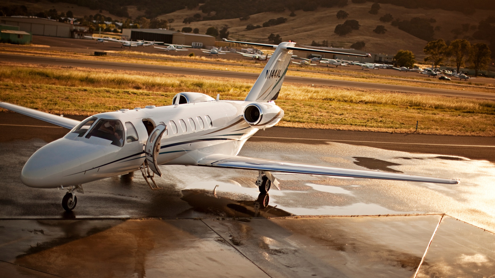 Small passenger plane on the airport tarmac