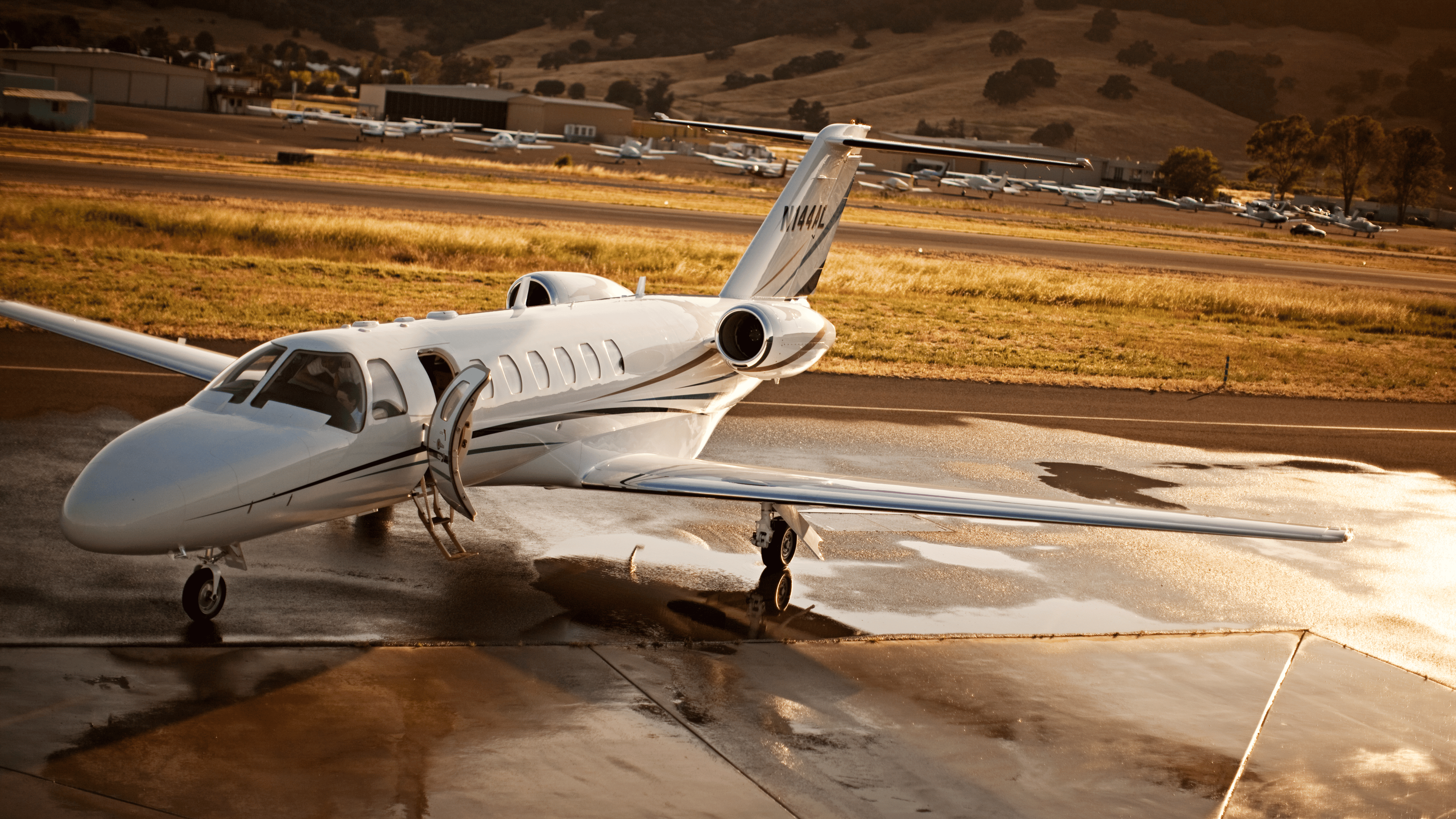 Small passenger plane on the airport tarmac