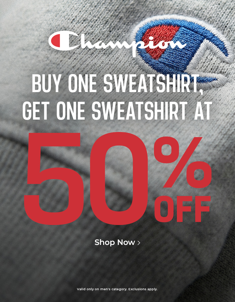 Buy one sweatshirt, get one sweatshirt 50% off. Use code: BOGO50