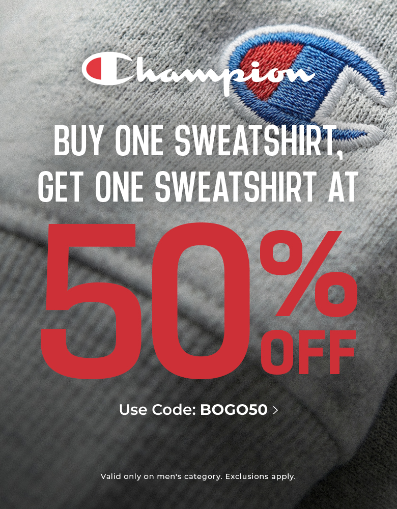 Buy one sweatshirt, get one sweatshirt 50% off. Use code: BOGO50