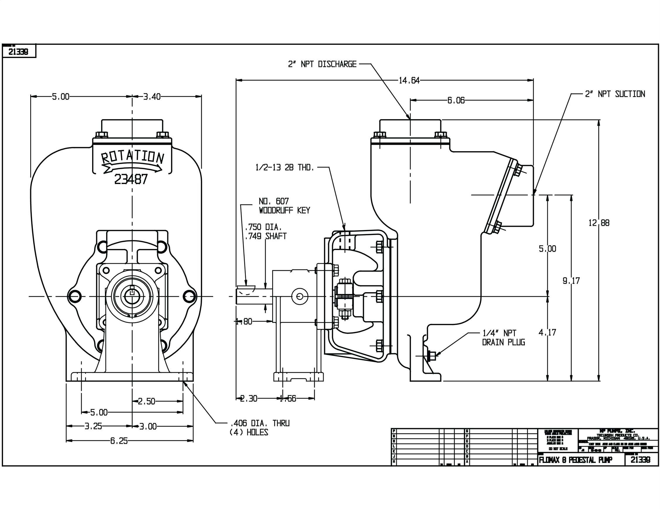 FLOMAX® 8 2"" x 2"" Self Priming Centrifugal Pump Drawing 3