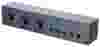 A rectangular dark gray plastic manifold with several circular openings and threaded holes, used in hydraulic or pneumatic systems.