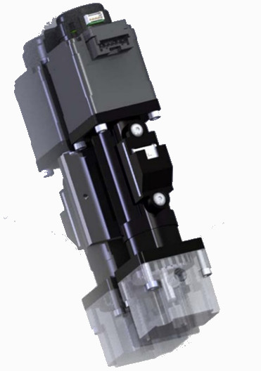 positive displacement pump that has dark grey and black plastic housing 