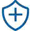 blue shield icon with addition sign