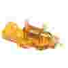Transparent amber-colored ULTEM plastic medical component with cylindrical and tubular connectors, used for fluid handling and analysis in laboratory and clinical equipment.