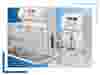 Greyscale image of plastic diagnostic devices on a bleu gradient background