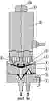 grey and white diagram of solenoid/diaphragm liquid dispense pump
