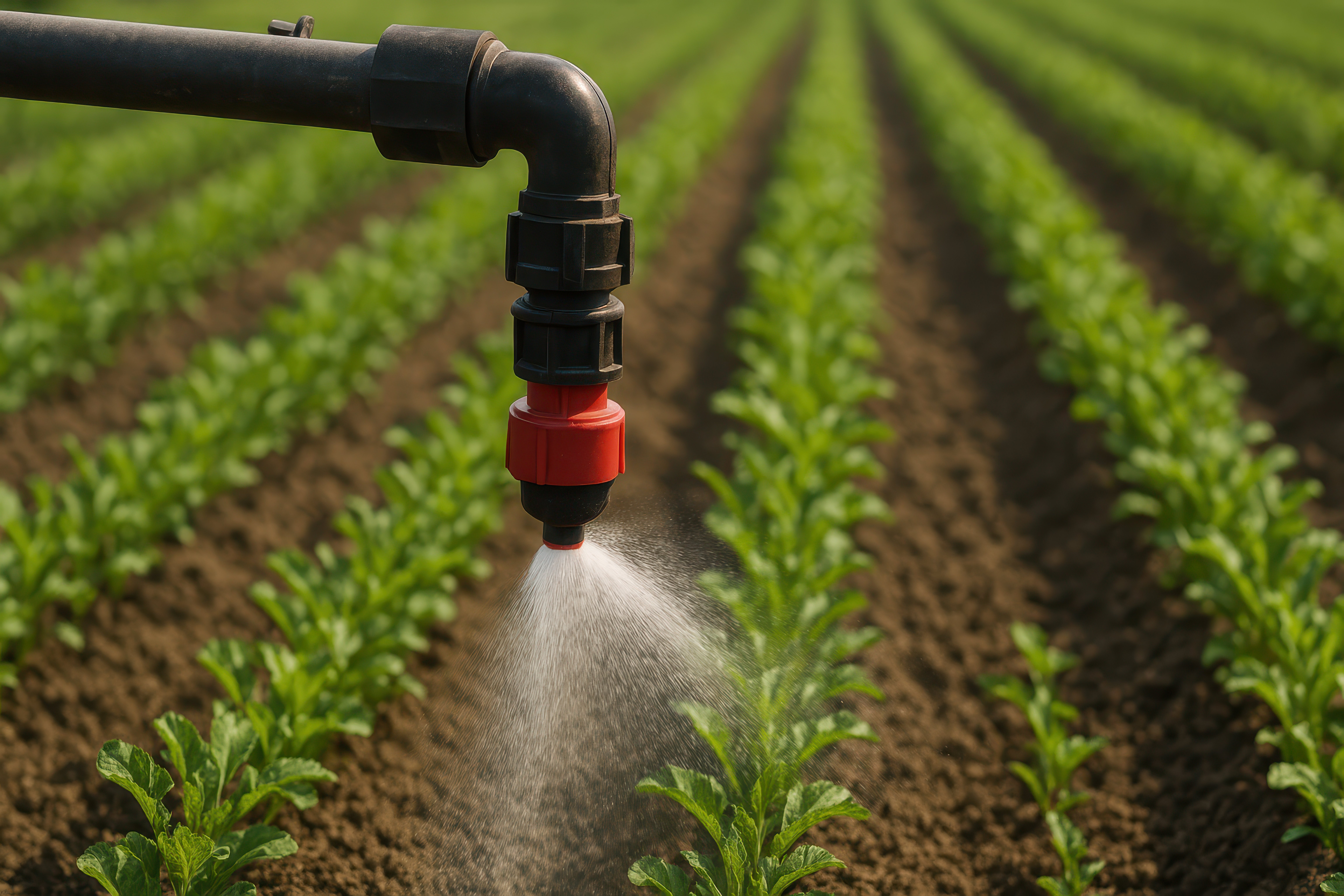fertigation drip over plants stock photo