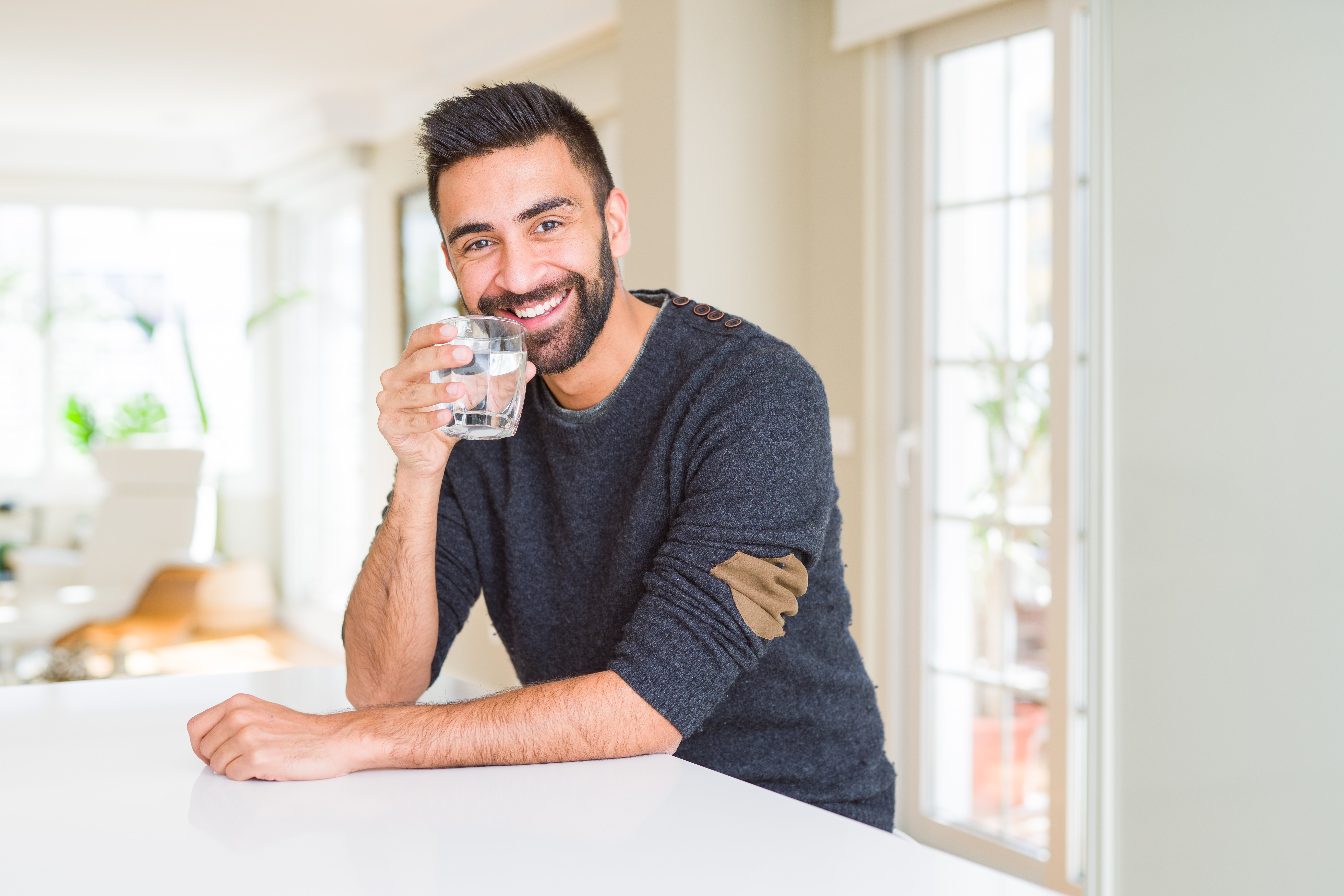 Guy drinking water