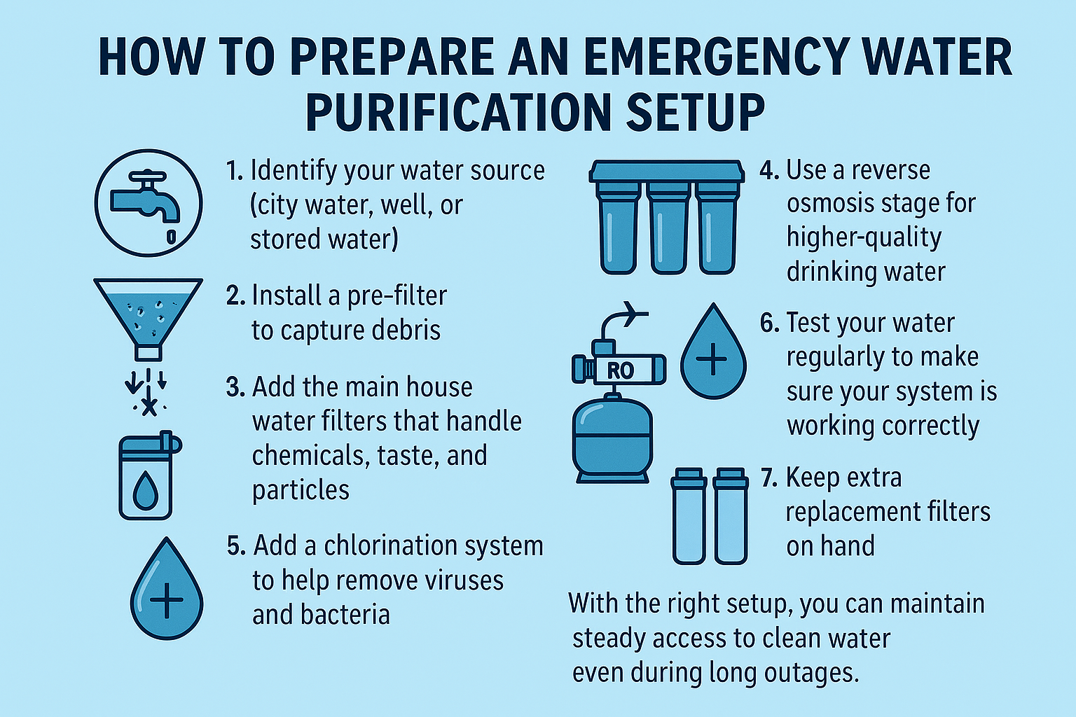 how to prepare an emergency water purifcation set up