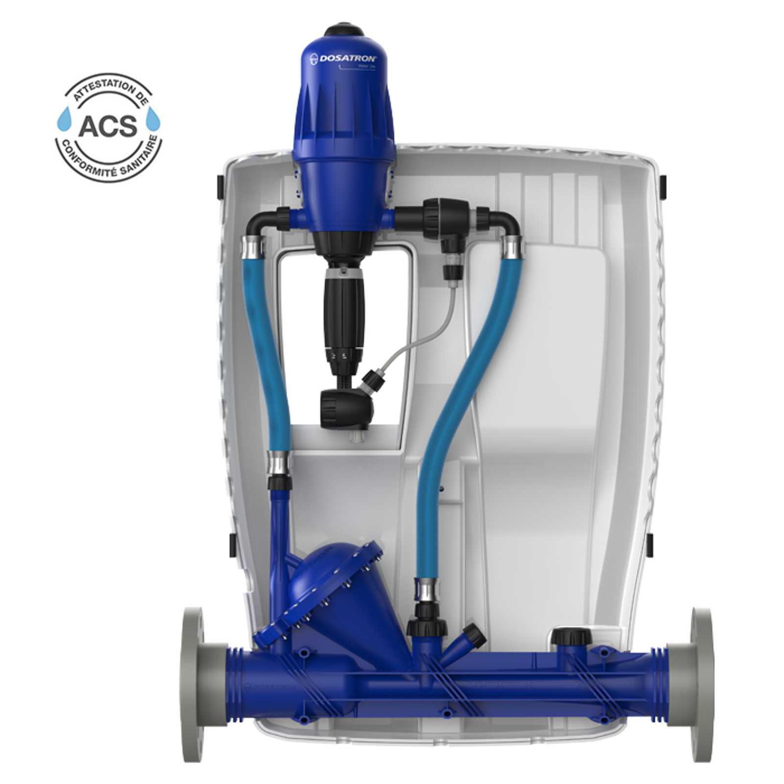 Dosatron certified chlorine dosing pump - D30WL30000NIE model - operating priniciple