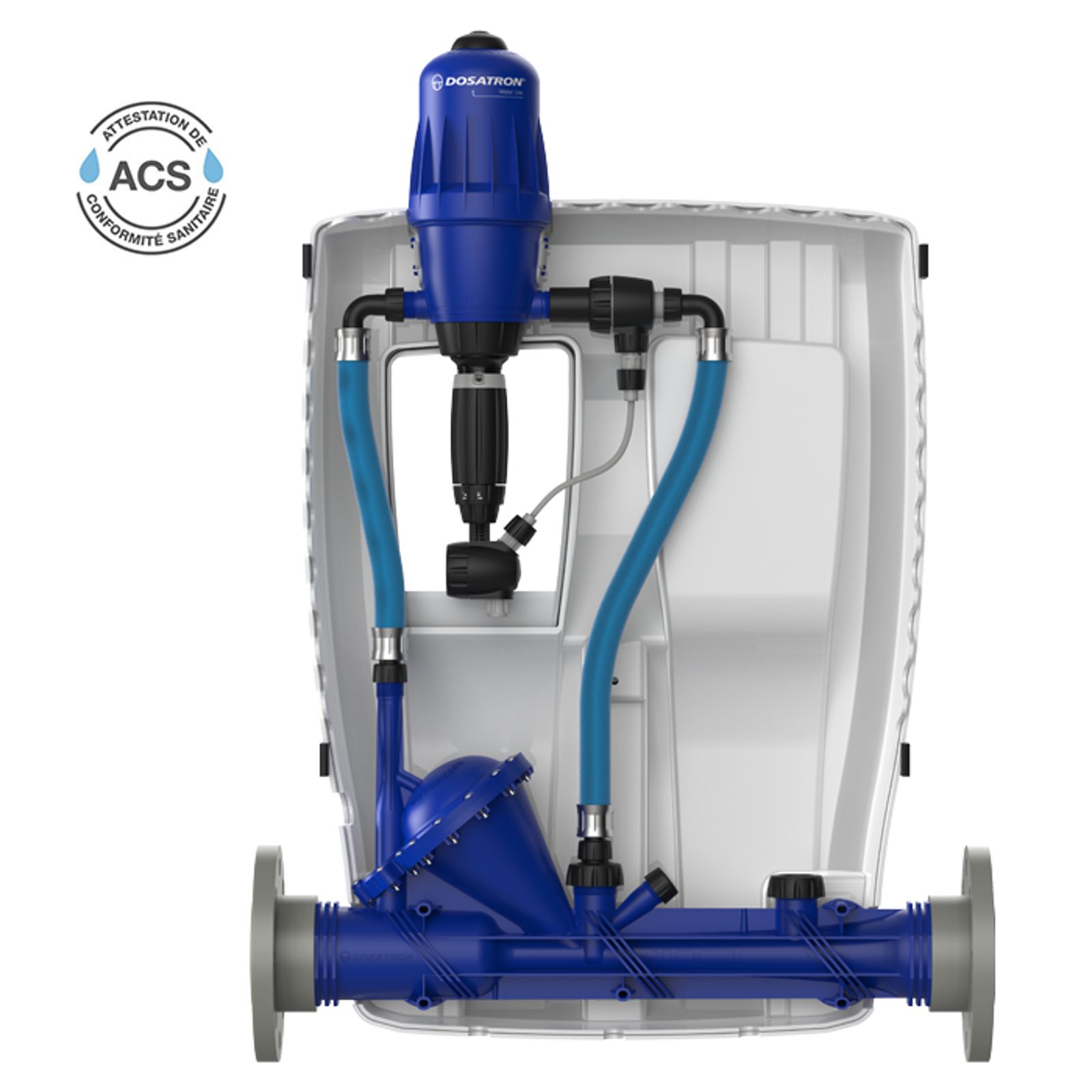 Dosatron certified chlorine dosing pump - D30WL30000NIE model - operating priniciple