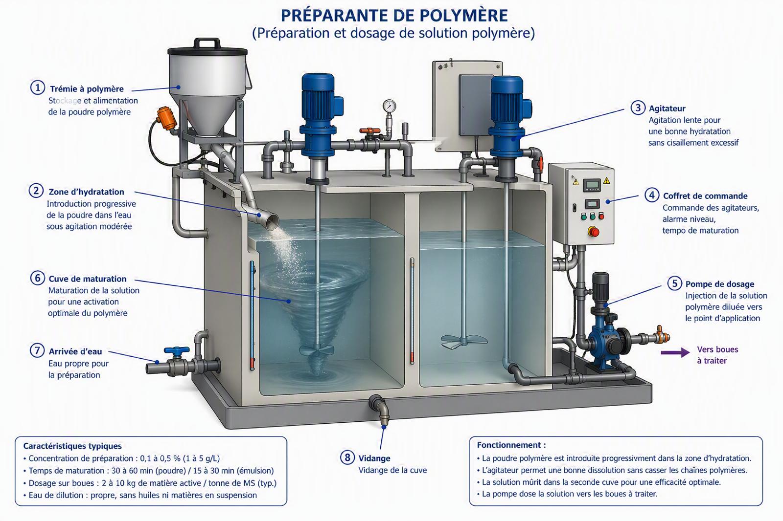 preparation et dosage de solution polymere