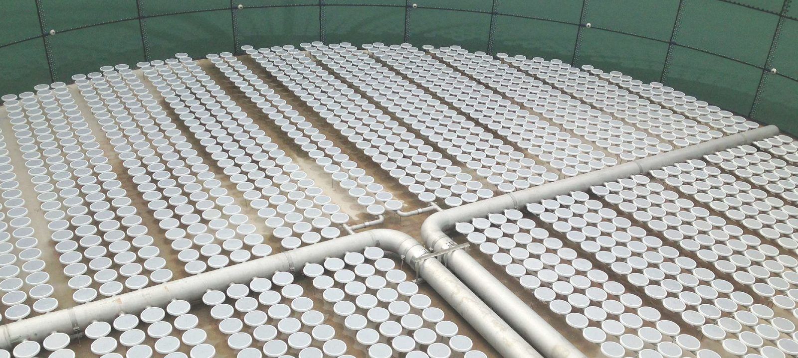 Fine bubble diffuser in basin
