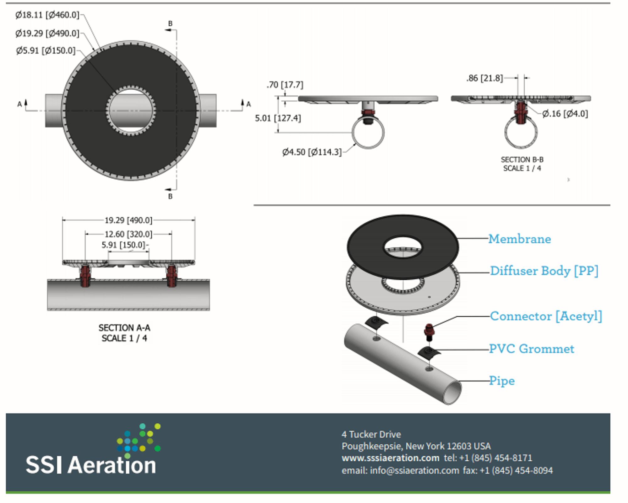 Diffuser Inner Thread Tube Diffusers | Variety Of Lengths, Diameters, & Membranes | SSI Aeration
