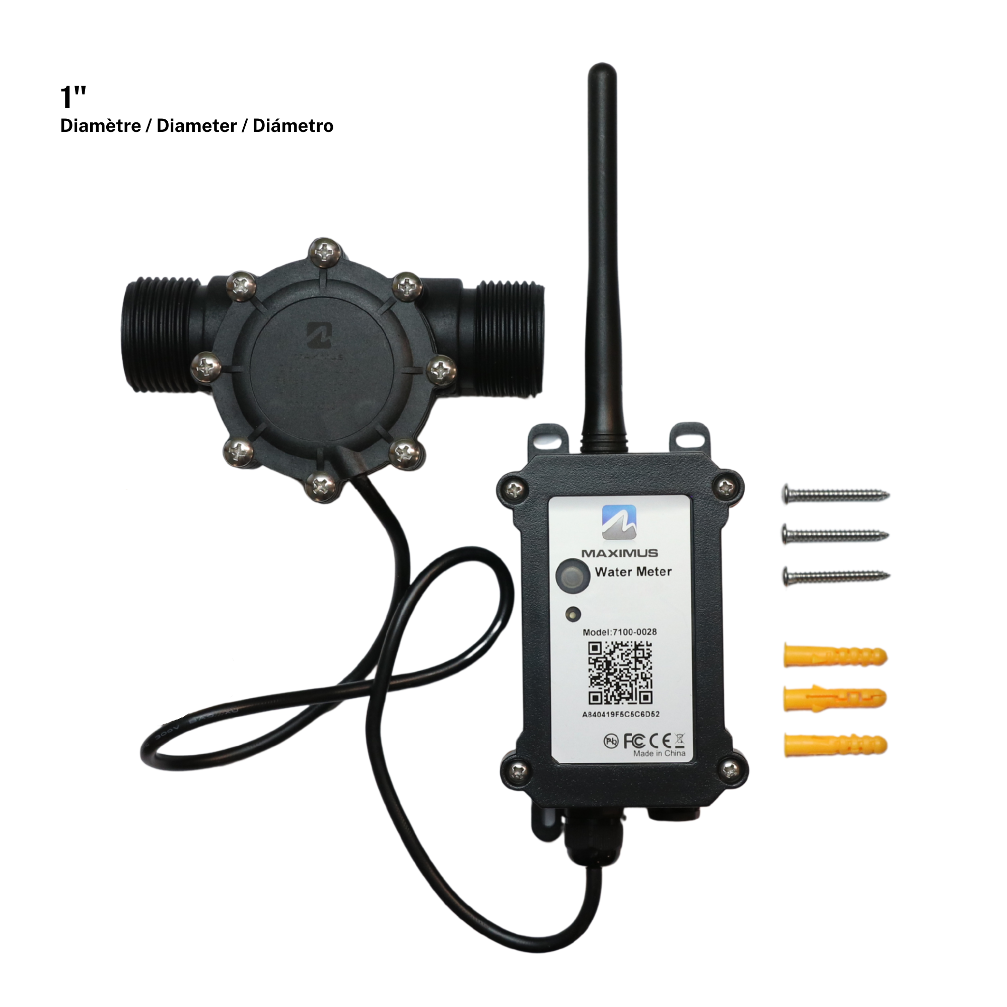 MAXIMUS View - Wireless water meter sensor 1 in with installation kit