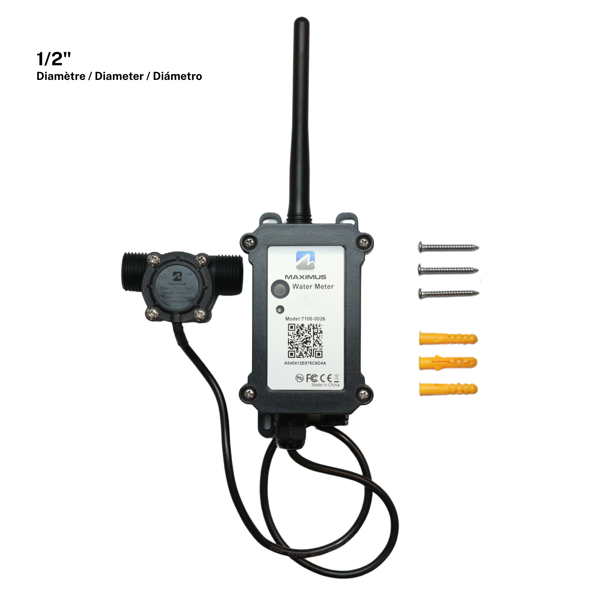 MAXIMUS View - Wireless water meter sensor 1/2 in with installation kit