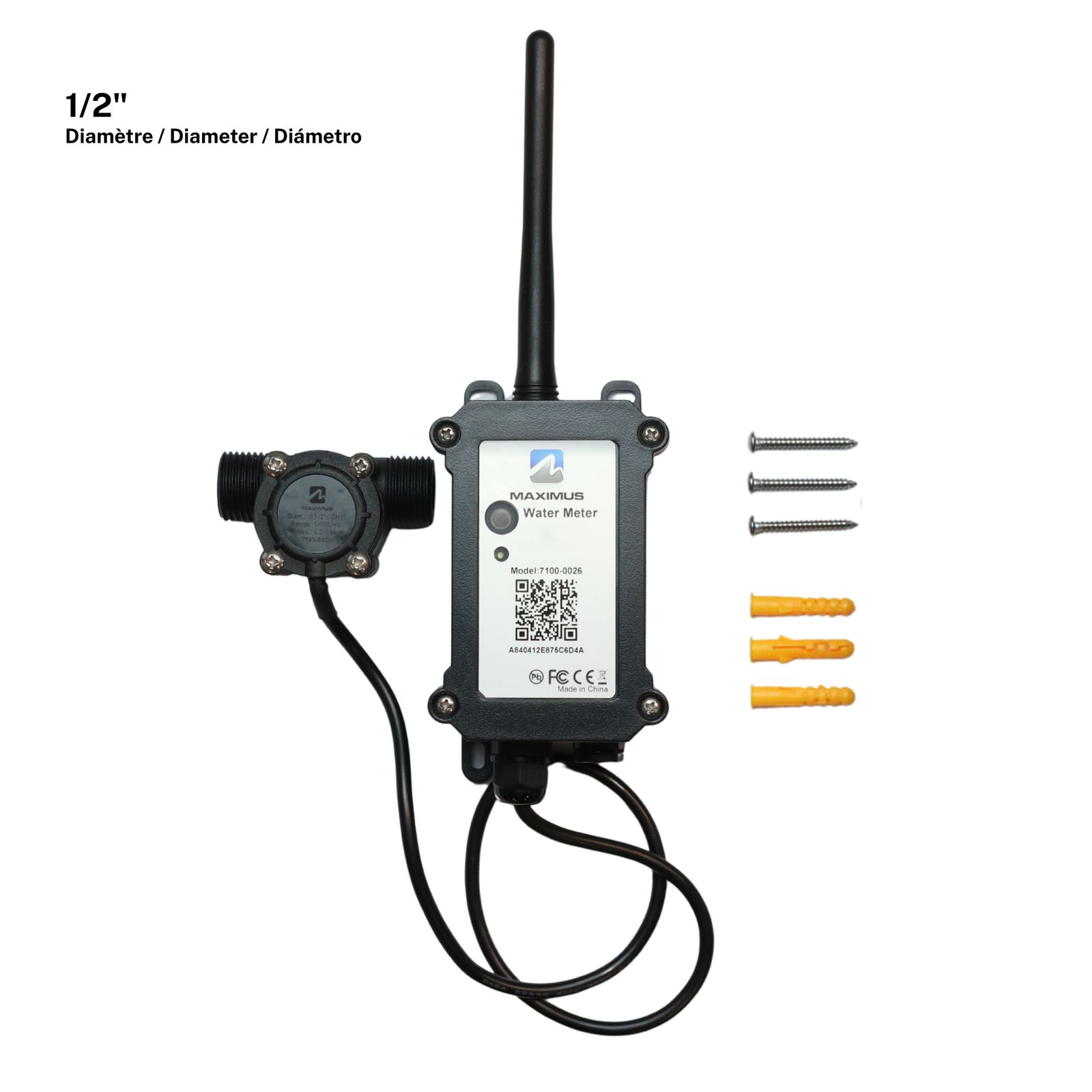 MAXIMUS View - Wireless water meter sensor 1/2 in with installation kit