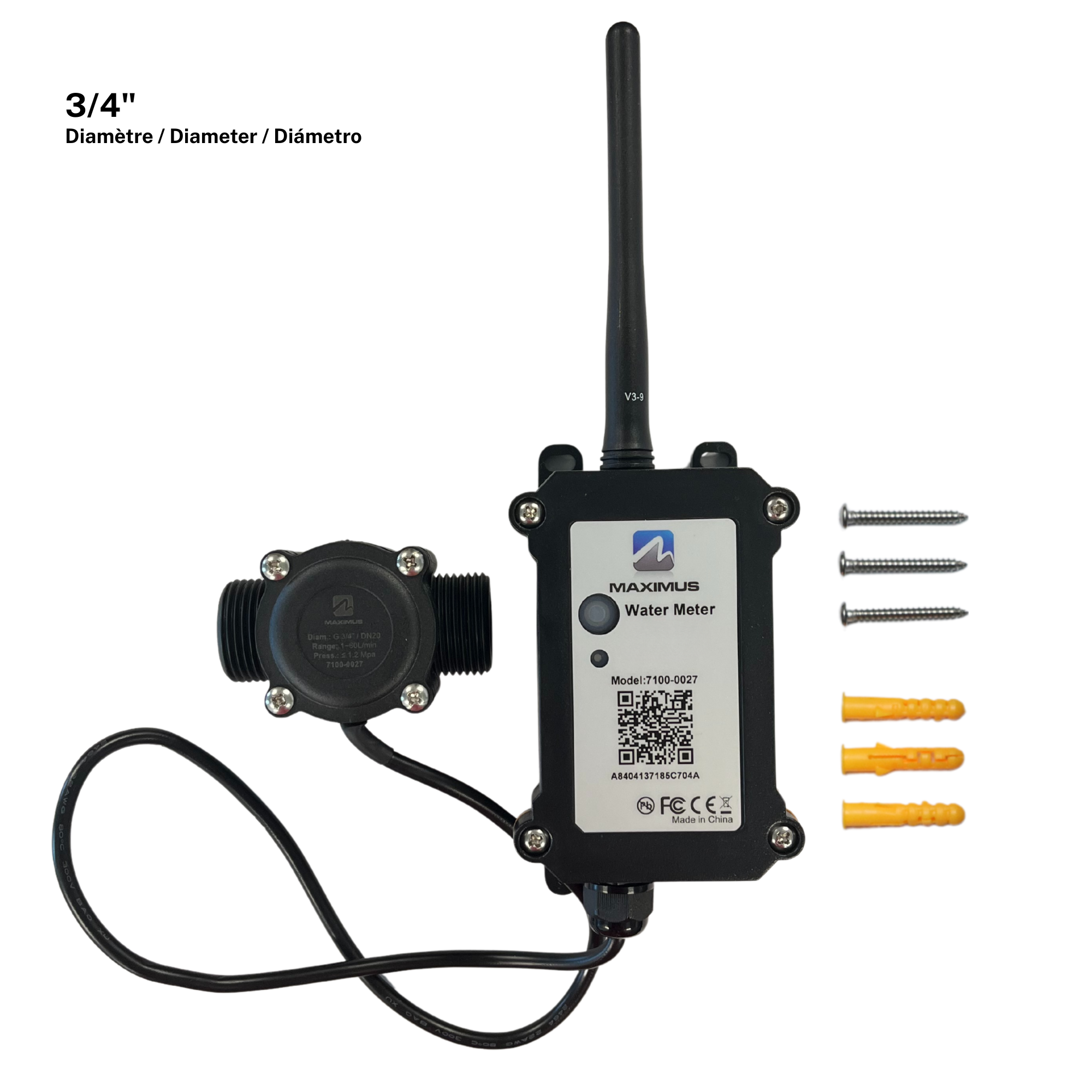 MAXIMUS View - Wireless water meter sensor 3/4 in with installation kit