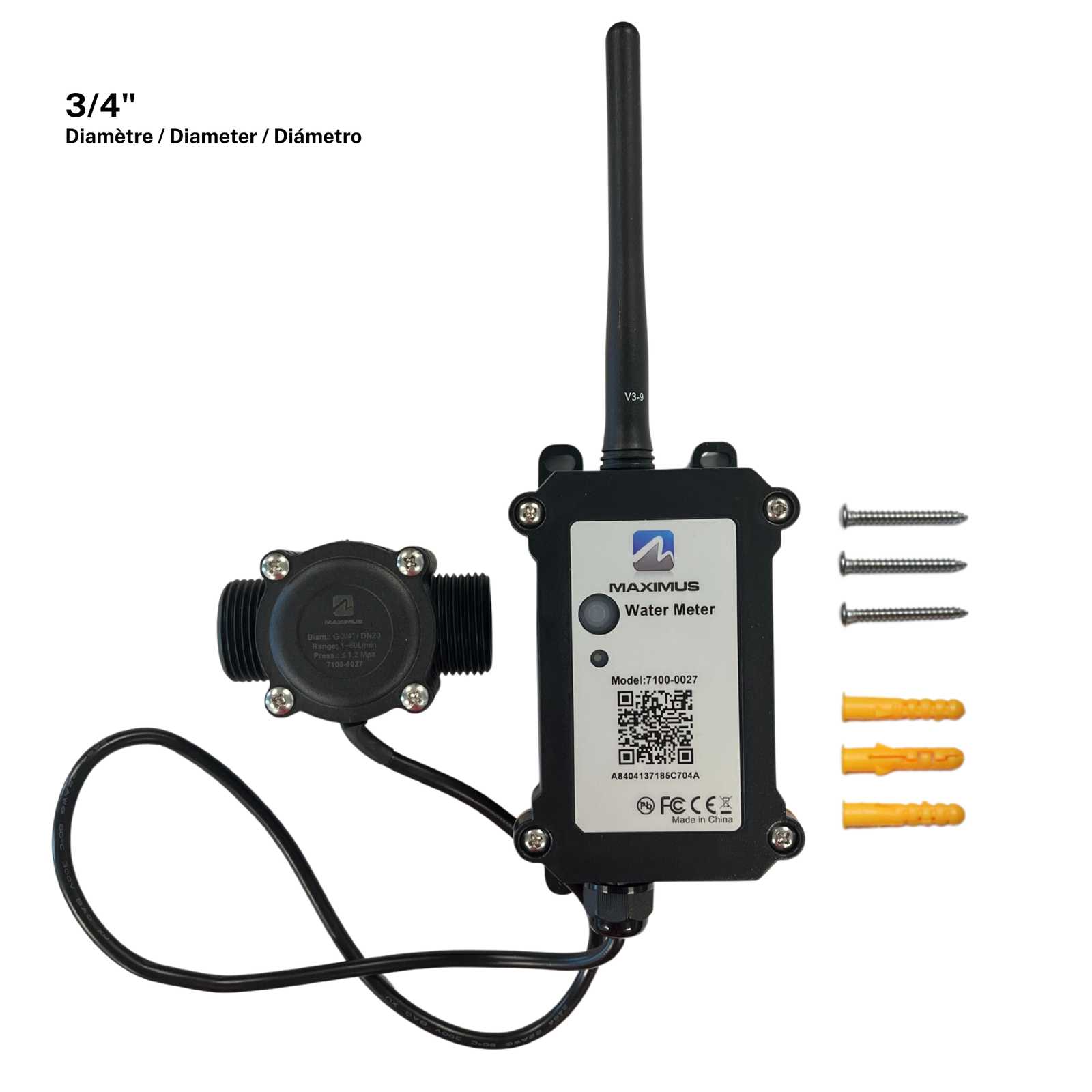 MAXIMUS View - Wireless water meter sensor 3/4 in with installation kit