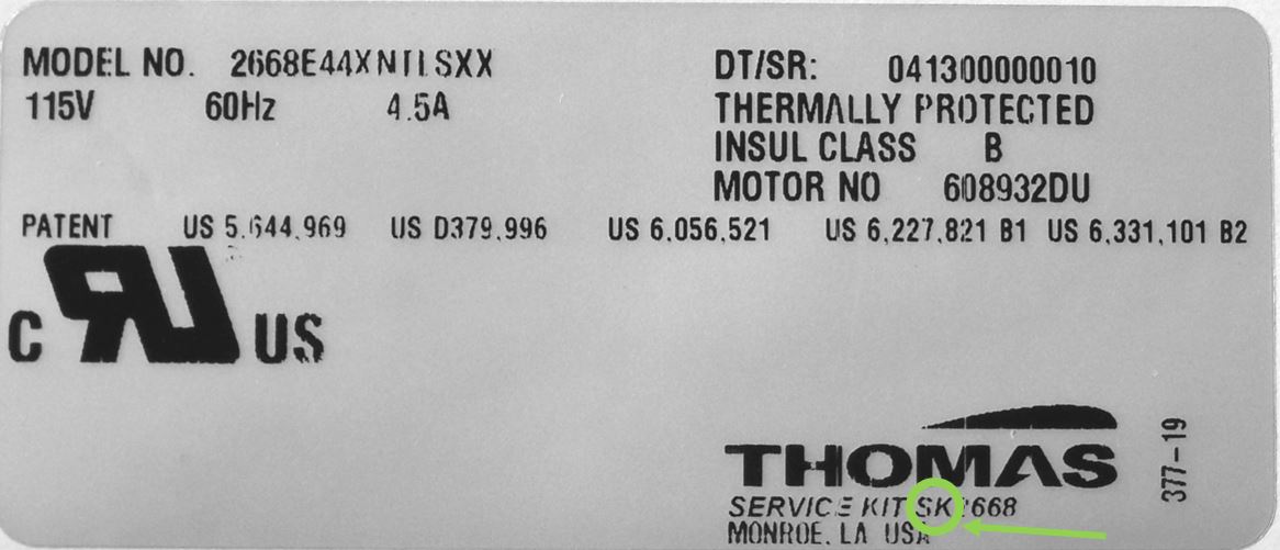 Service kit nameplate