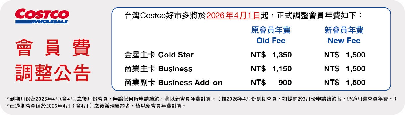 會員費調整公告