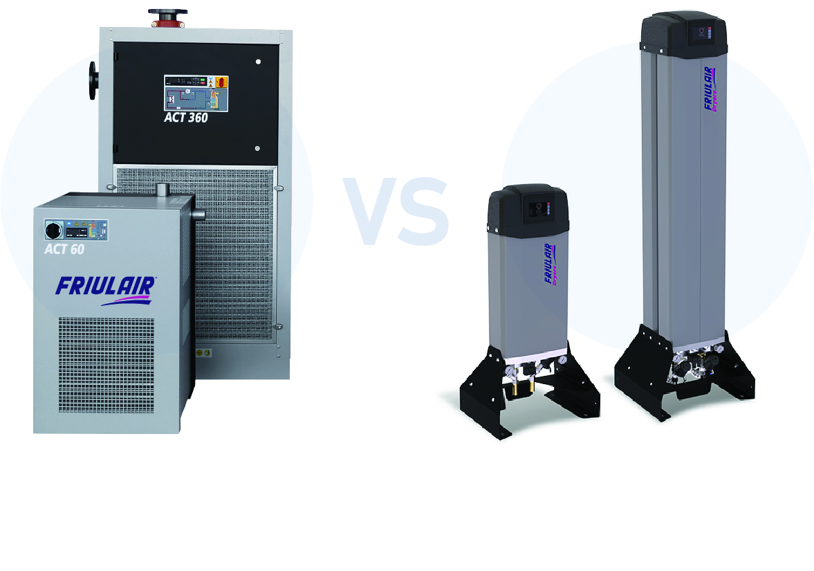 Comparison between refrigerated air dryers and adsorption air dryer systems highlighting design, performance and applications