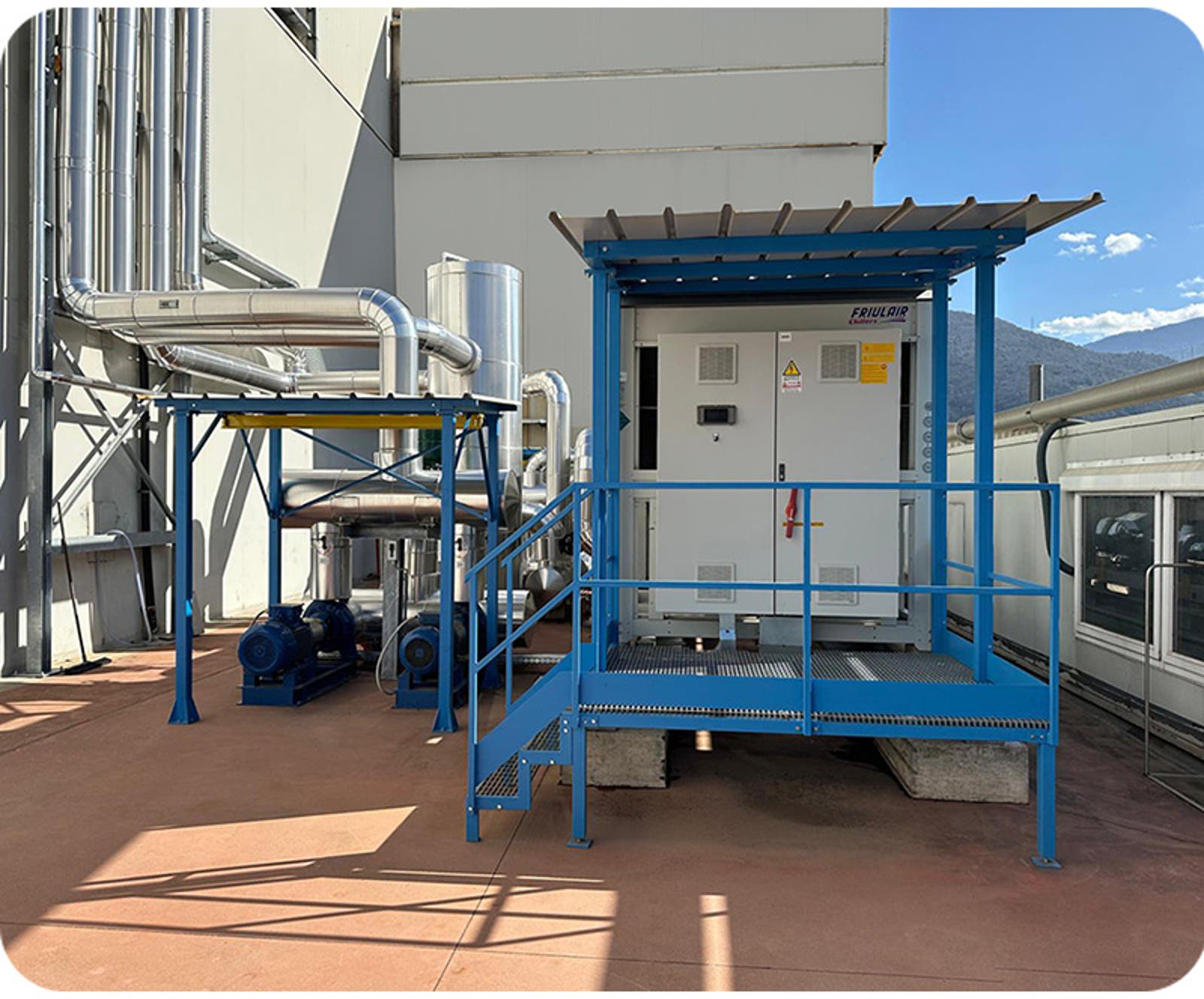 Friulair industrial process chiller installed outdoors to provide cooling for hydrogen production and process equipment