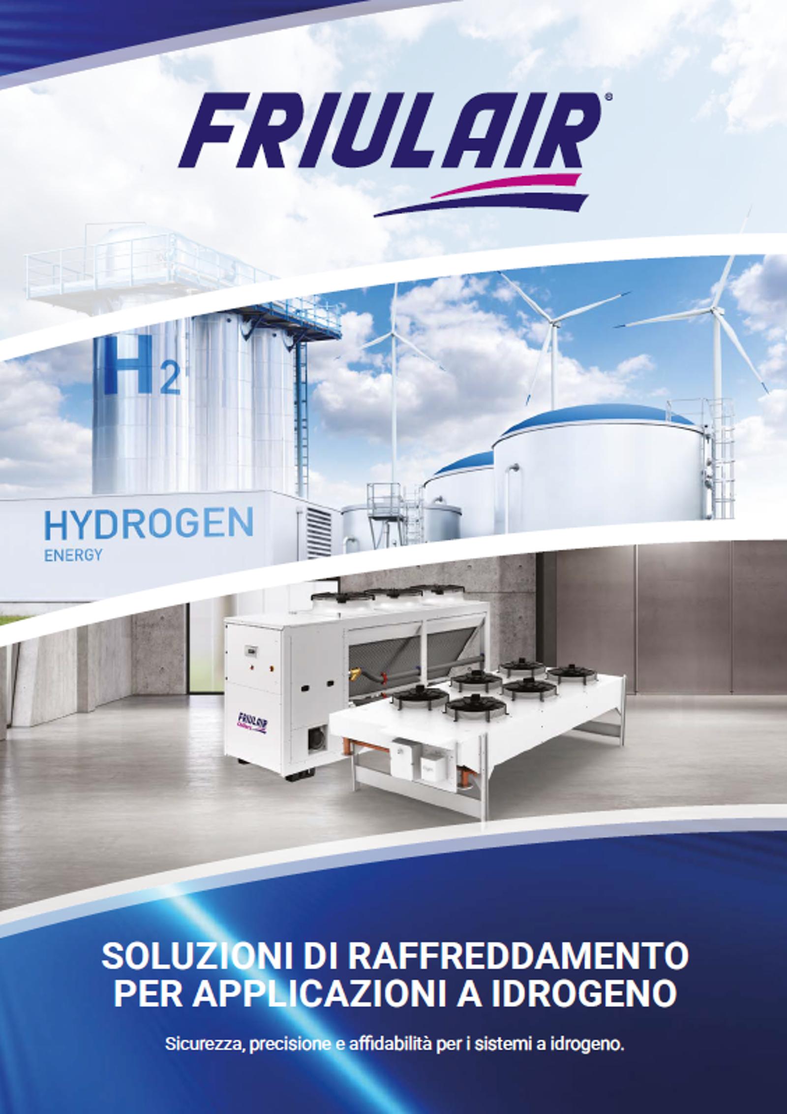 Copertina della brochure Friulair sui sistemi di raffreddamento di processo per applicazioni a idrogeno industriali