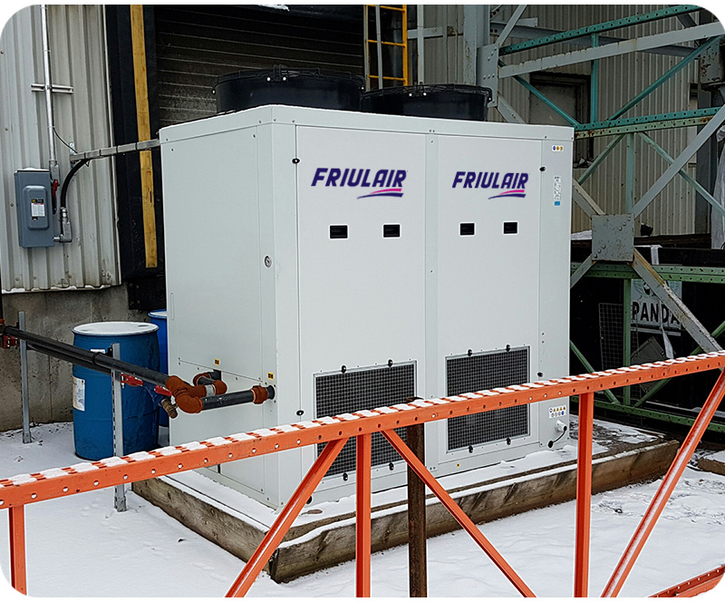 Friulair brewery glycol chiller installed outdoors for reliable fermentation and process cooling.