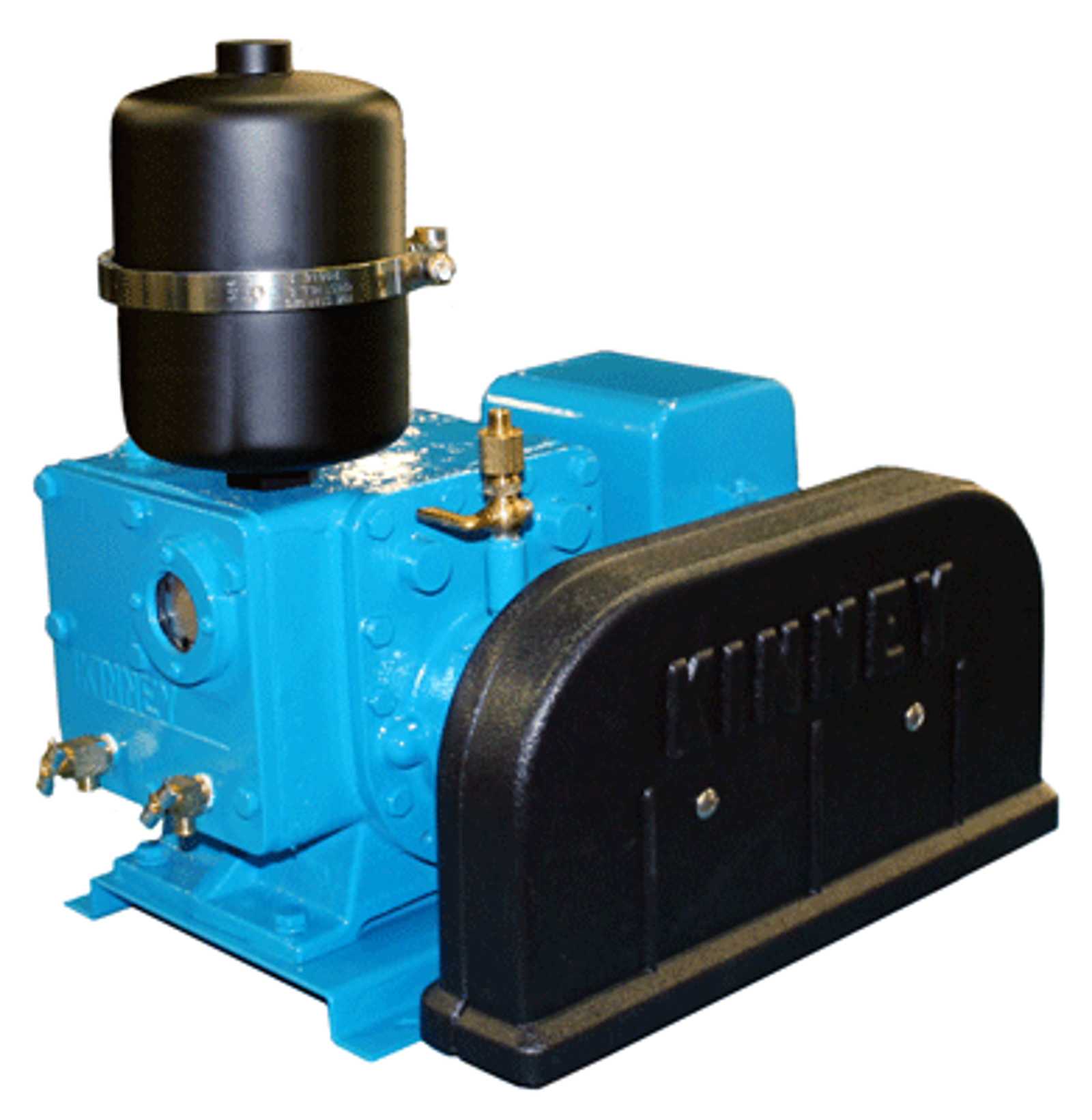 Rotary Piston Vacuum Pumps and Systems, KC Series, by MD-Kinney. The Rotary Piston Pumps in the KC Series are air-cooled with standard adjustable gas ballast valves. There is no metal-to-metal contact between the pump piston and cylinder. MD-Kinney's rotary piston vacuum systems offer unequaled durability, even in dirty applications.