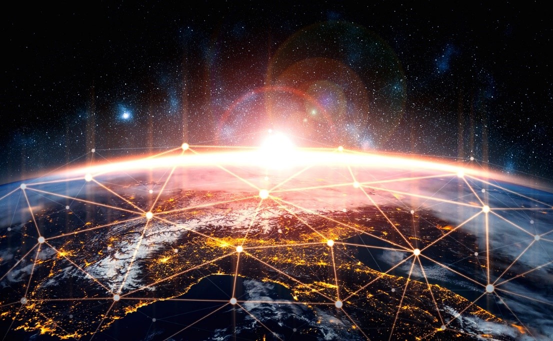 planet illustration dark network global coverage