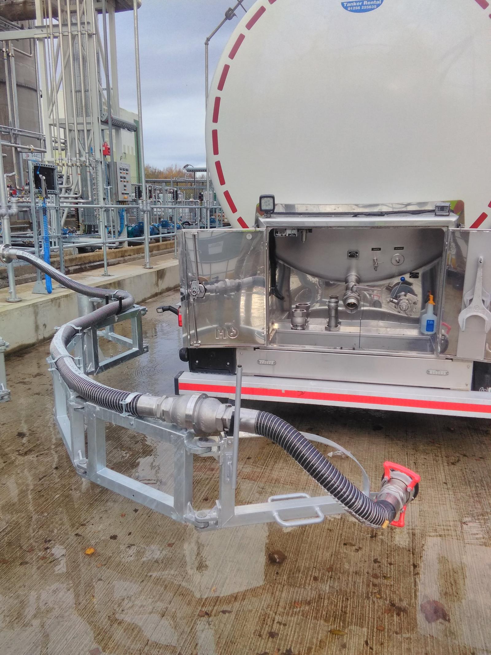 shows our hose unit and NGX in an application with a hose support arm that Action supply.