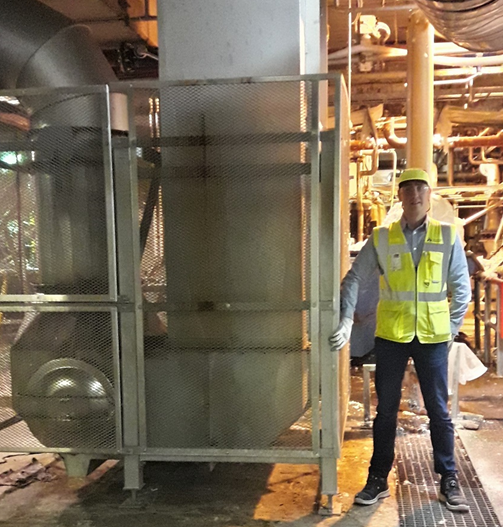 Janne Auvinen, Maintenance Manager, Ahlstrom-Munksjö, Karhula, next to Runtech-supplied heat recovery