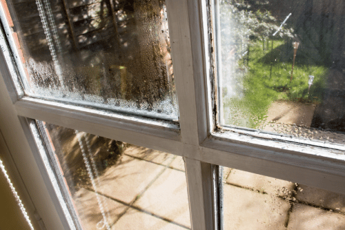 window with lots of condensation