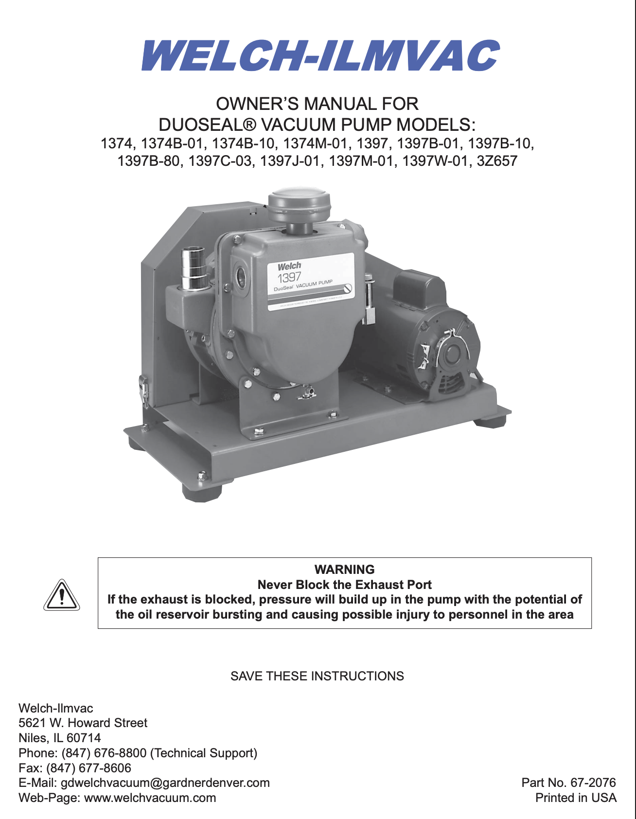 DuoSeal Vacuum Pump Model 1374