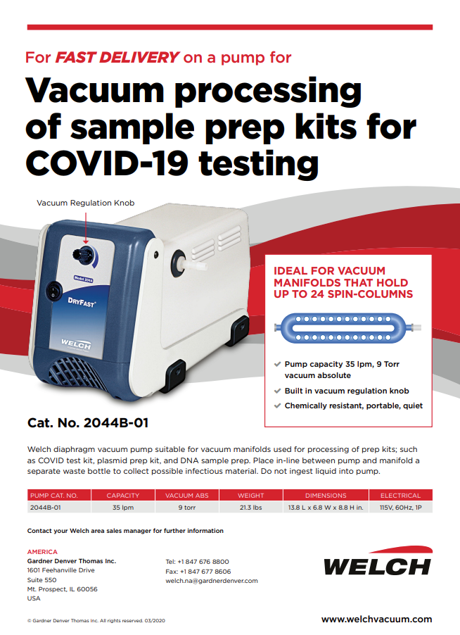Vacuum Processing of Sample Prep Kits for COVID-19