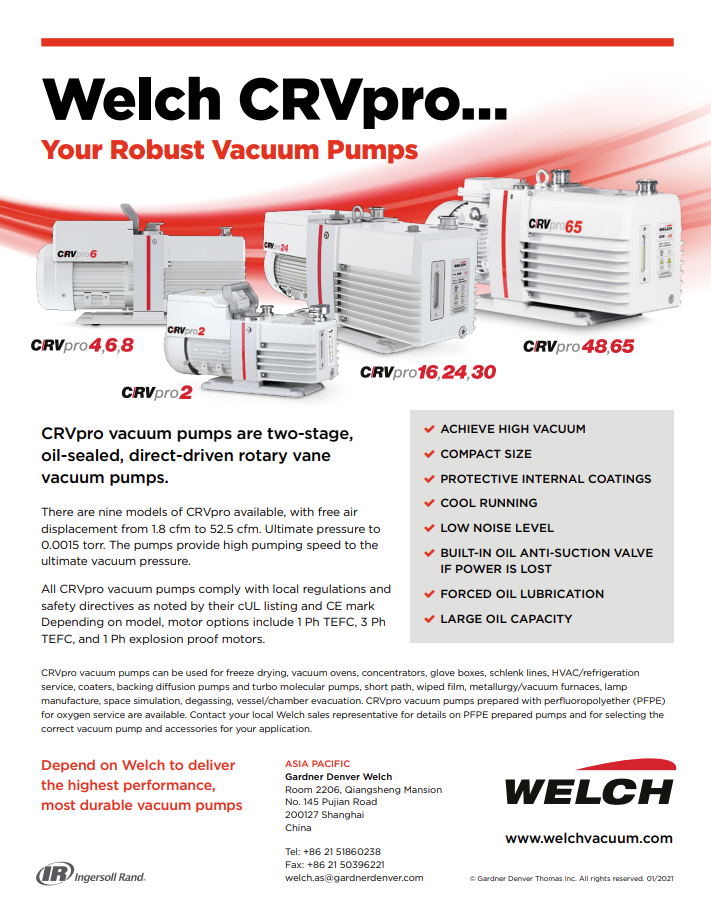 Welch CRVpro Your Robust Vacuum Pumps