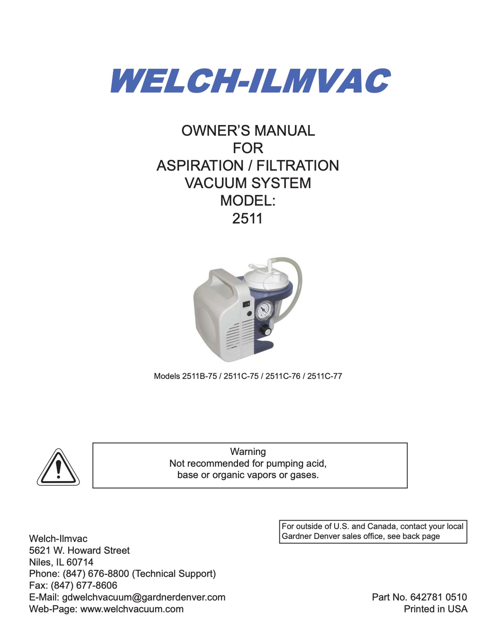 Aspiration/Filtration Vacuum System Models 2511 Series