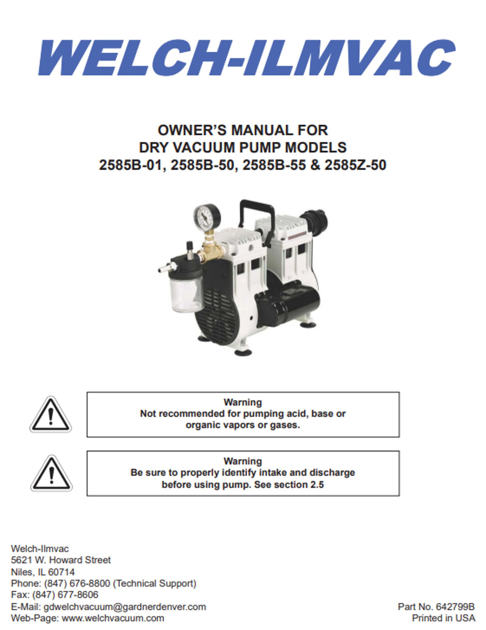 WOB-L Piston Pump Model 2585B-50 Product Manual