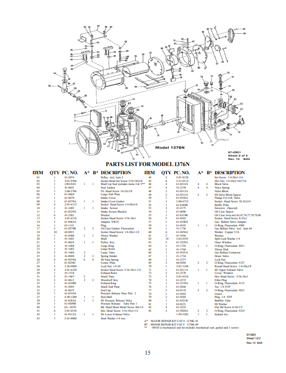 Model 1376N Parts Diagram