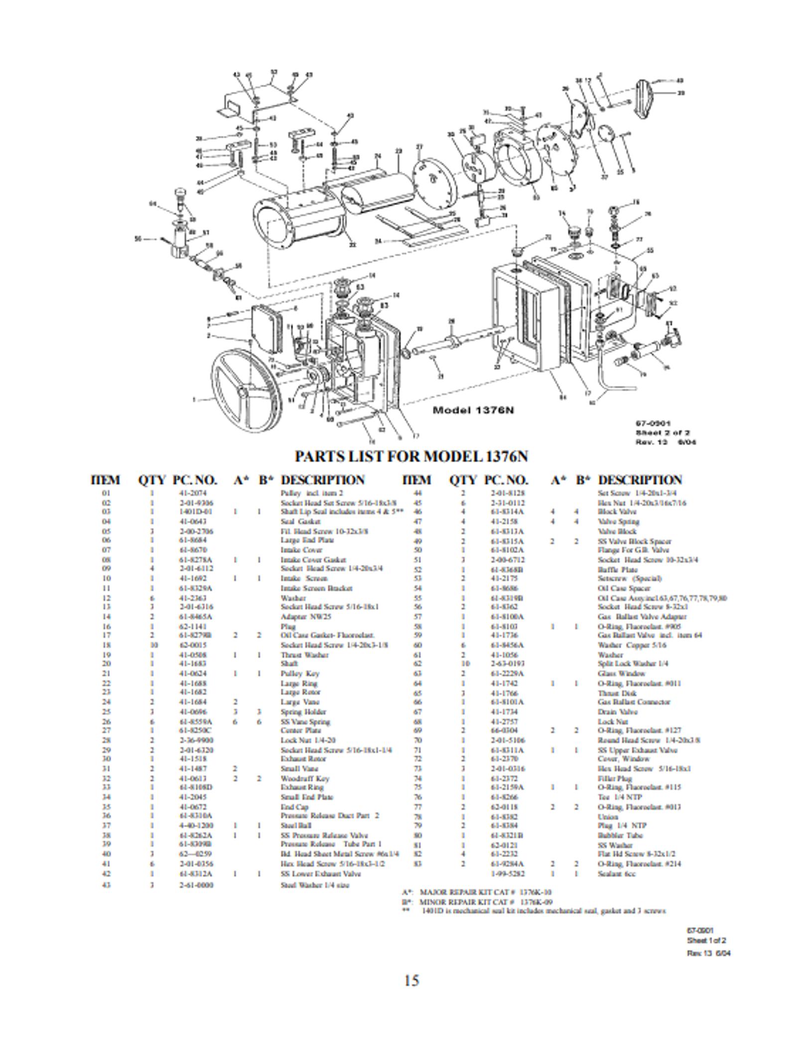 Model 1376N Parts Diagram