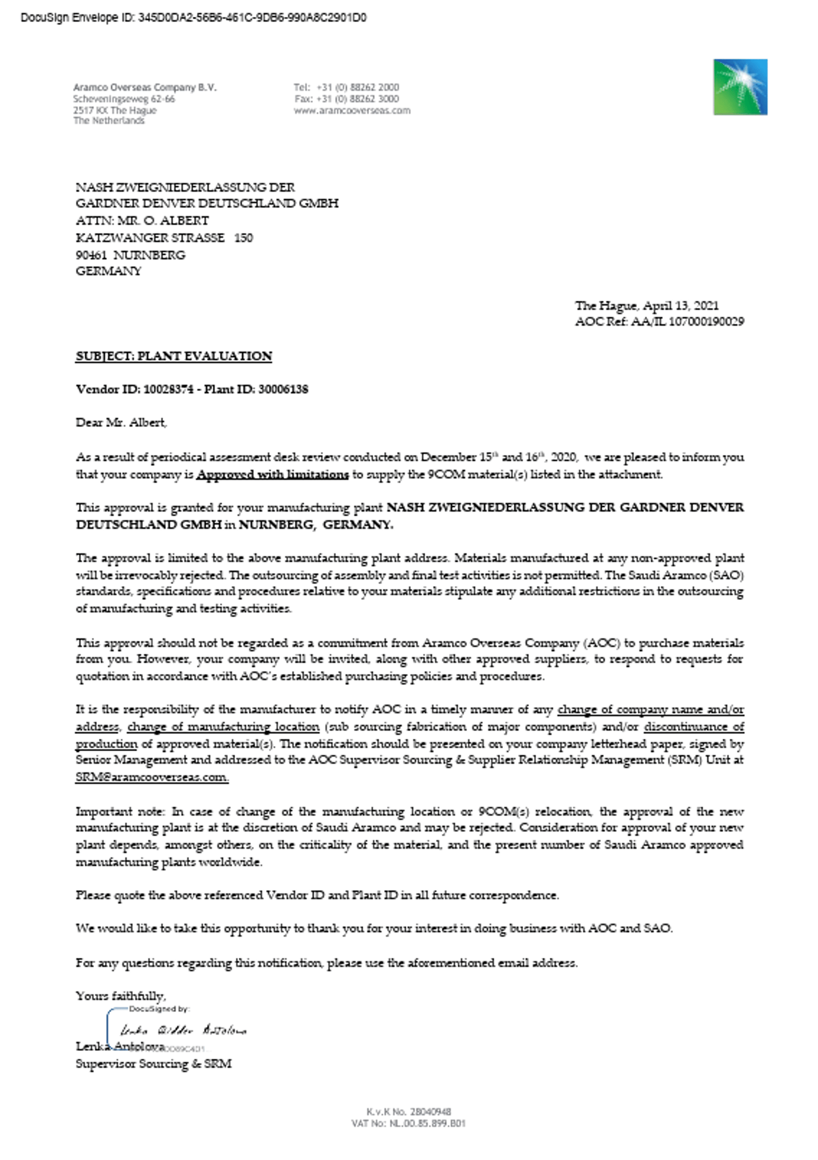 Plant Evaluation - Saudi Aramco