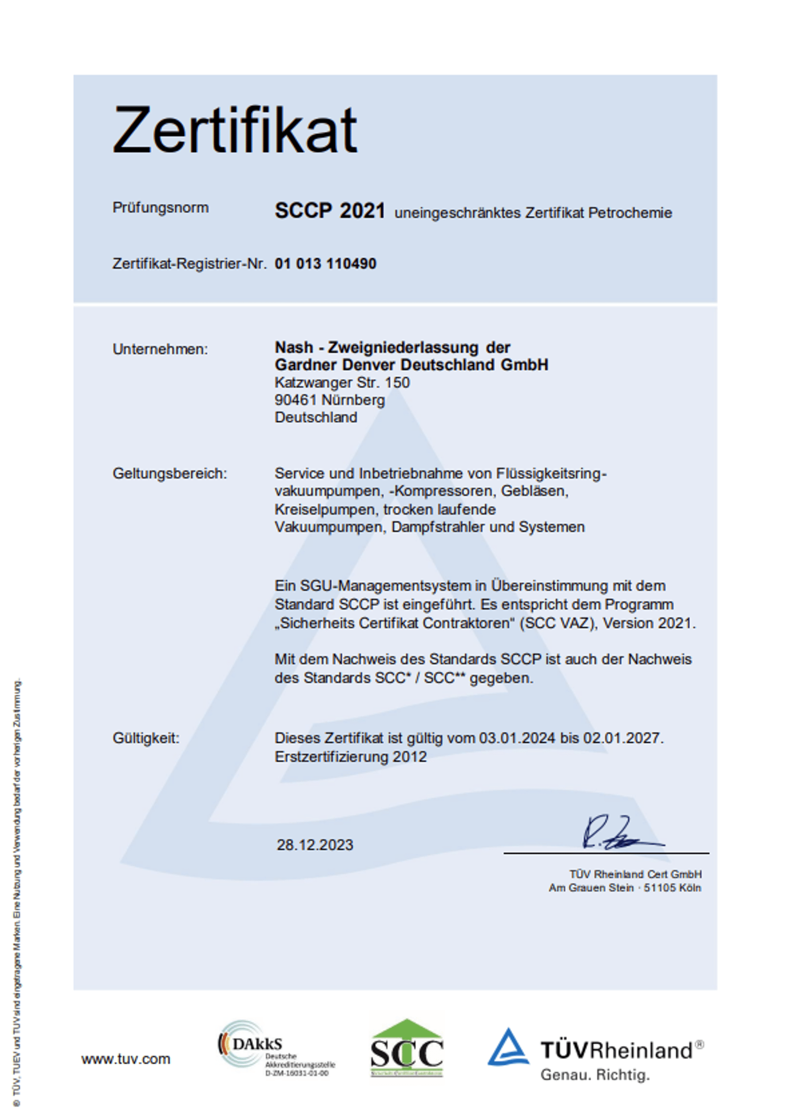 SCCP 2021 Zertifikat