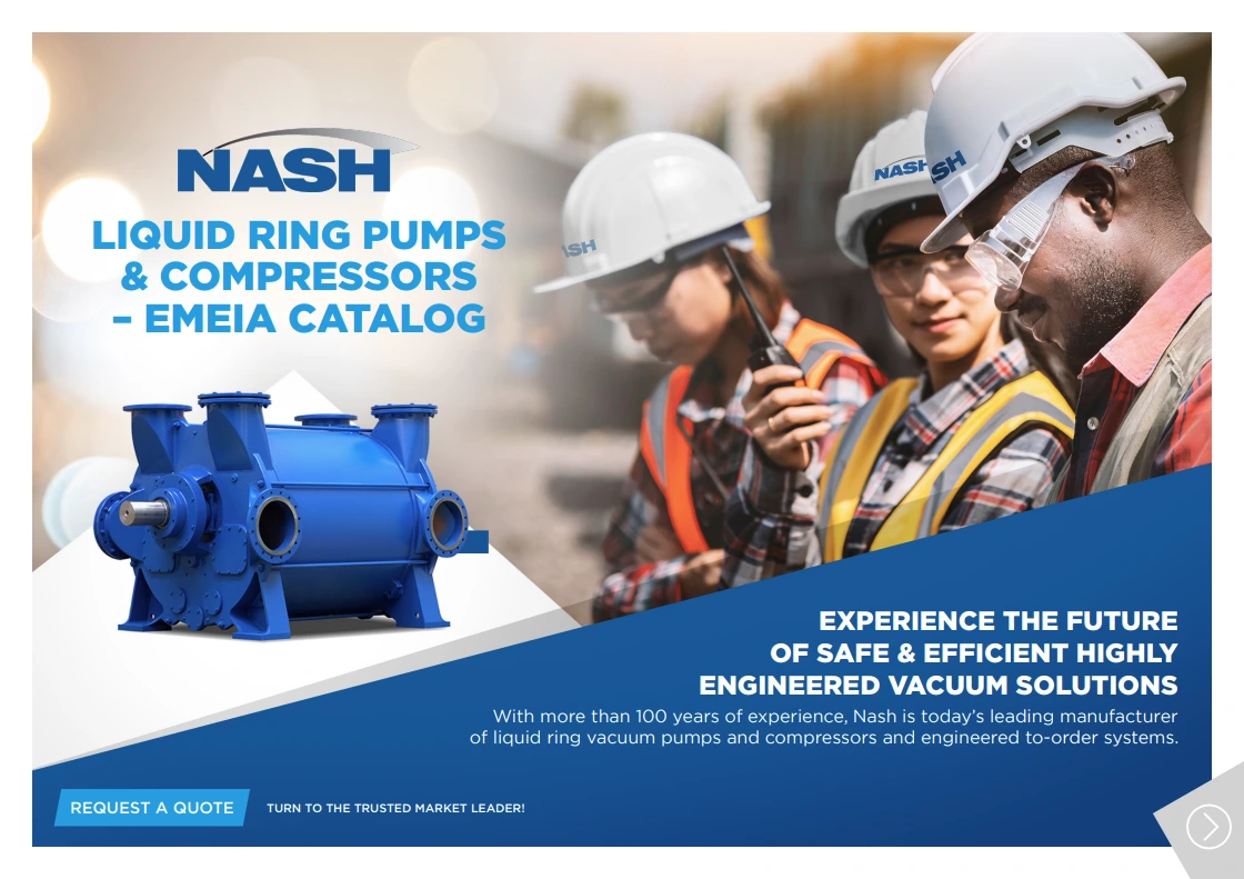 Nash EMEA Liquid Ring Vacuum Pumps and Compressor Brochure Cover.webp