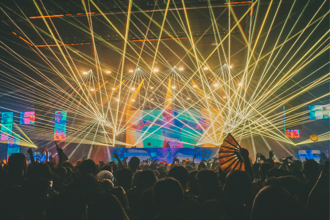 An image of a rave taking place in Philadelphia, PA.