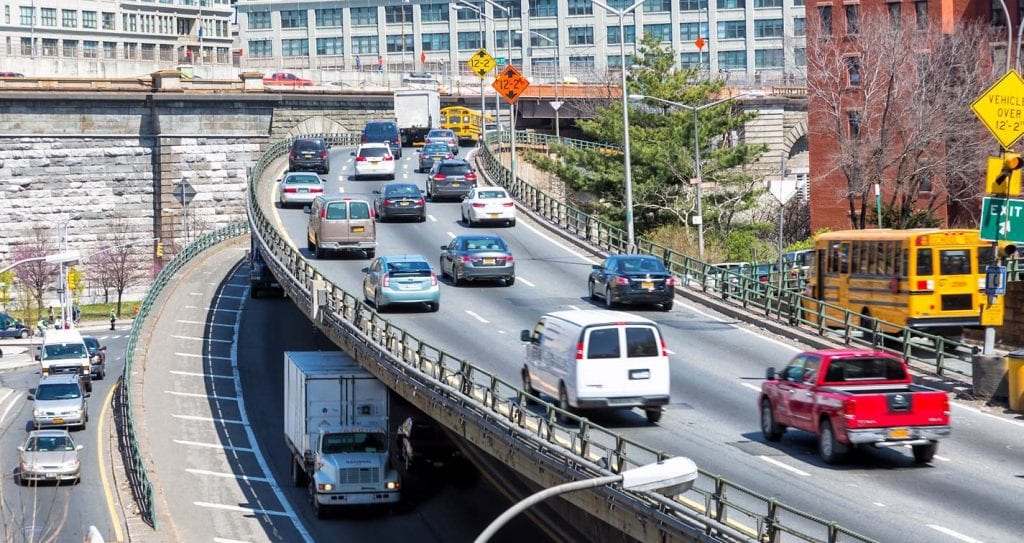 A shot of traffic in a major city 