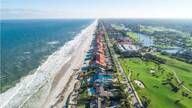 Aerial view of Ponte Vedra Beach in Jacksonville, FL